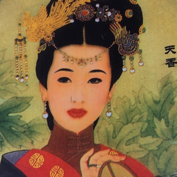 Set of 5 Chinese Silk Round Paddle Hand Fans Geisha Women Bamboo Hand Painted - Picture 12 of 16